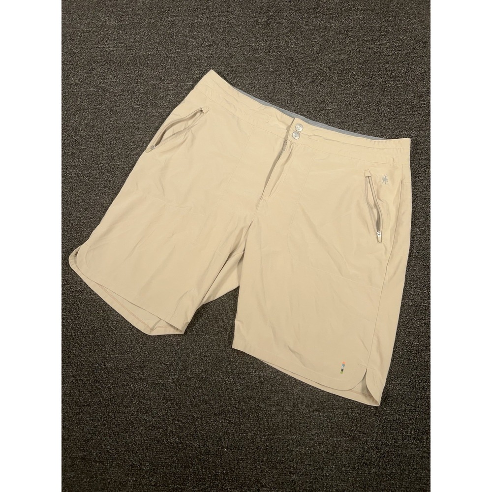 Smartwool Womens Merino Sport 8" Shorts Women's Large Dune Tan Khaki Performance